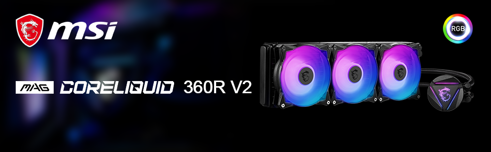 MSI MAG CoreLiquid 360R V2 - Система водяного охолодження CPU з RGB, для AMD та Intel, 360 мм