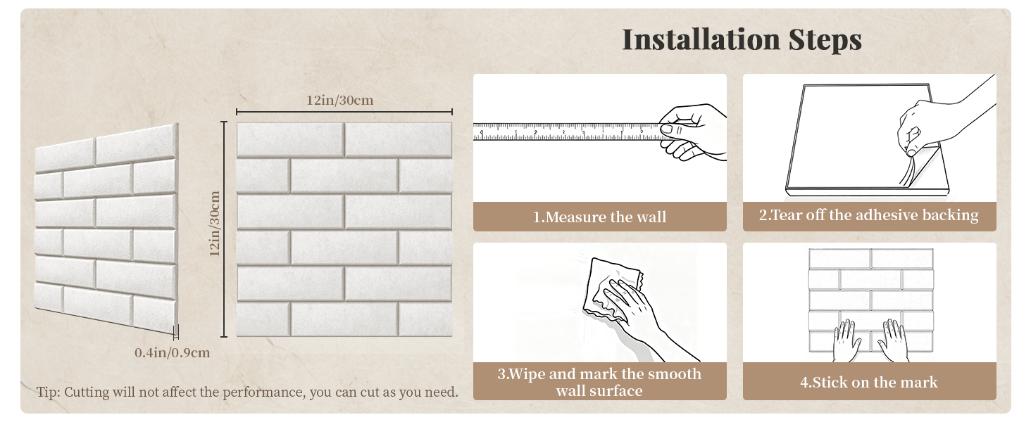 Акустичні панелі JBER самоклеючі для звукоізоляції, шумопоглинаючі панелі «цеглина» для студії, офісу та дому, 30 x 30 x 1 см, чорні, 12 шт.