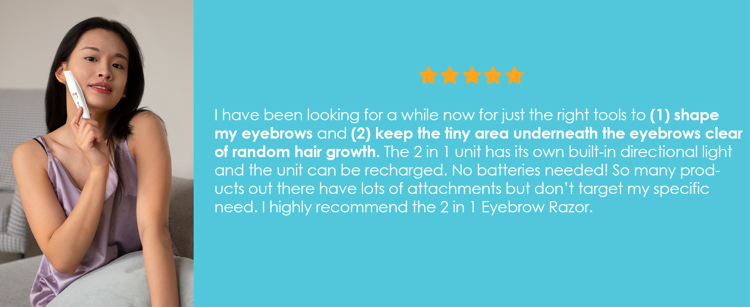 Тріммер для обличчя та брів 2-в-1 VG VOGCREST з LED-підсвічуванням - безболісне гоління обличчя, губ та тіла