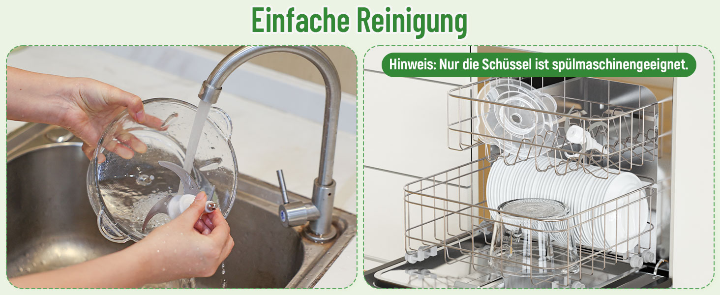 Електричний подрібнювач OUSFOT Multizerkleinerer, 1.8L, 500W, з скляною чашею. Підходить для овочів, фруктів, м'яса. Чорний.