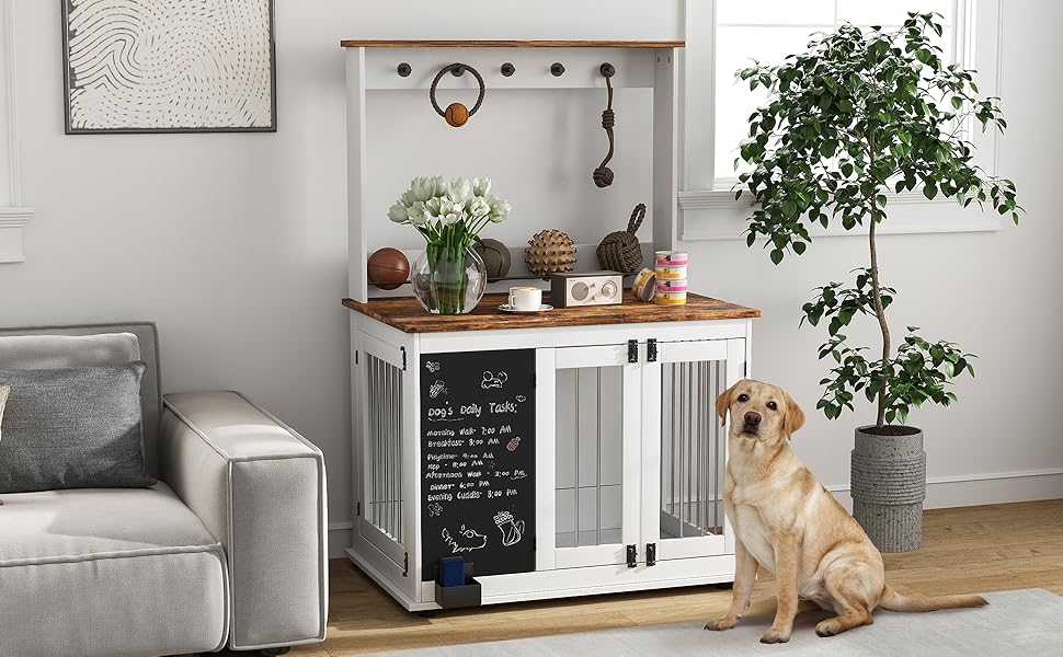 Клітка для собак PawHut - переносна будка з 3 дверцятами, полиця для іграшок, для великих собак, біла