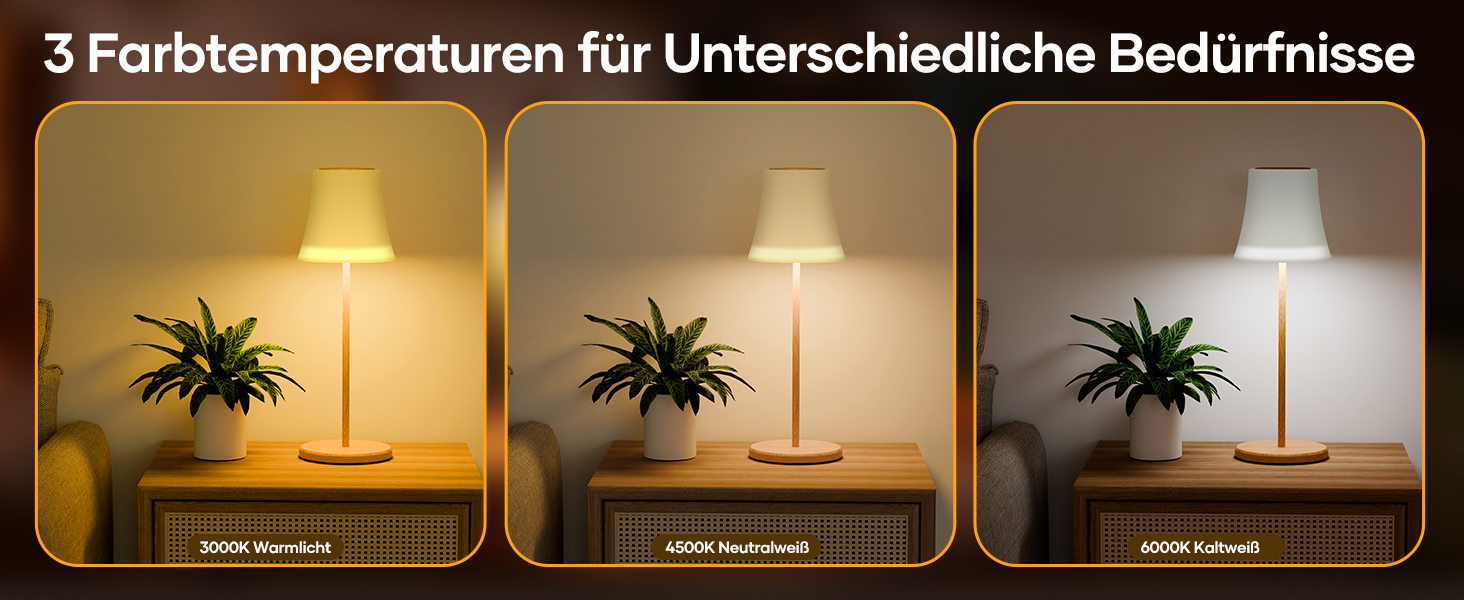 LED-лампа настільна Suright бездротова, акумуляторна з 3 кольоровими режимами та RGB, плавне регулювання яскравості, сенсорне керування, IP54 вологостійка для саду, кемпінгу, вечірки, спальні, кафе, з імітацією текстури дерева