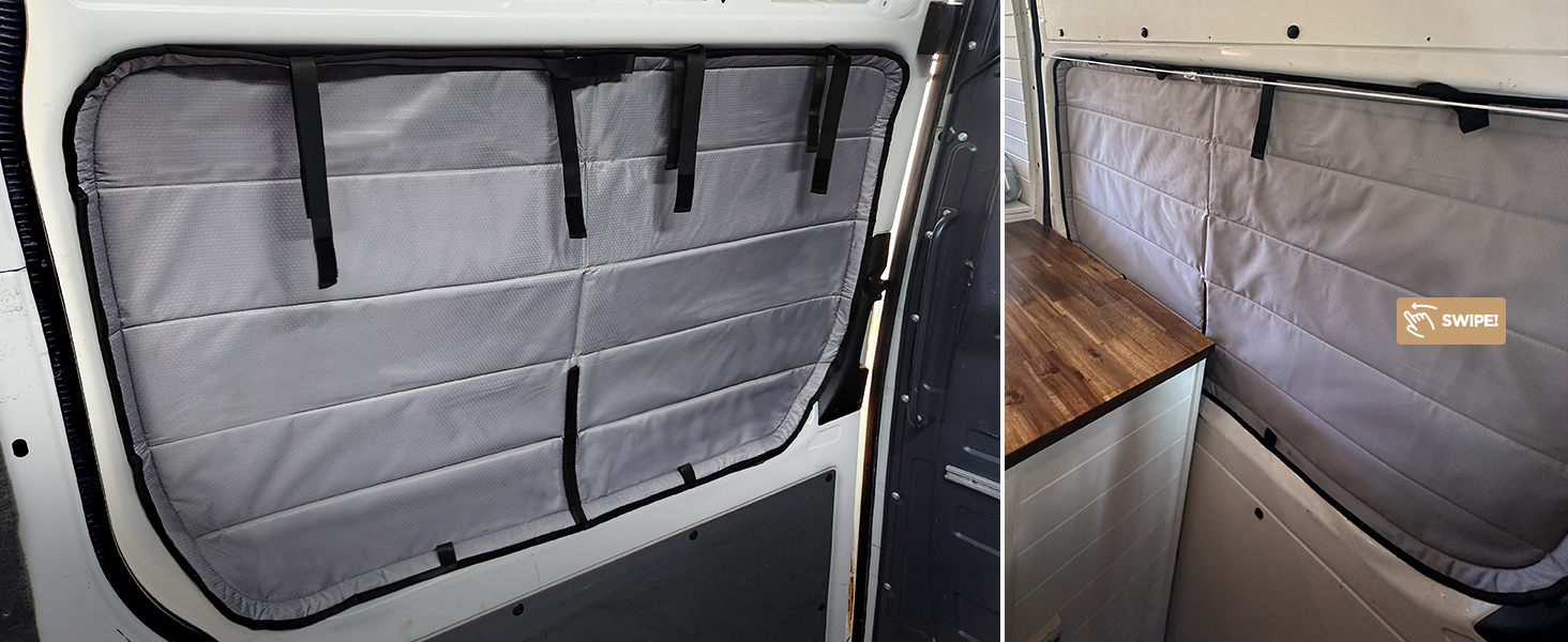 Ізольована затемнююча шторка для дверей Mercedes Sprinter (2007-сьогодні) Living in a Bubble – сонцезахист і комфорт для вашого кемпера