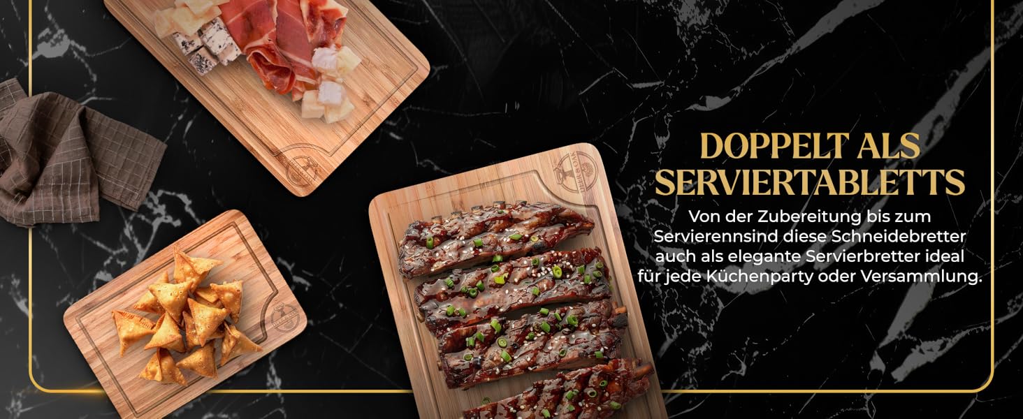 Набір дерев'яних обробних дощок Deer & Oak (3 шт.) - великі, 40x30x3.8 см, для м'яса, овочів та хліба