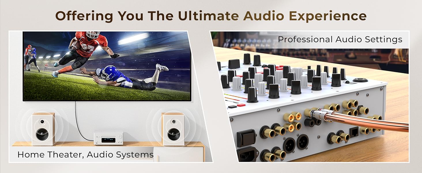 MOSWAG Бананові конектори для акустичних кабелів 4 шт. (2 пари), 24K позолота, для акустичних систем, AV-ресиверів, домашнього кінотеатру (підходить для кабелів діаметром до 4.5 мм)