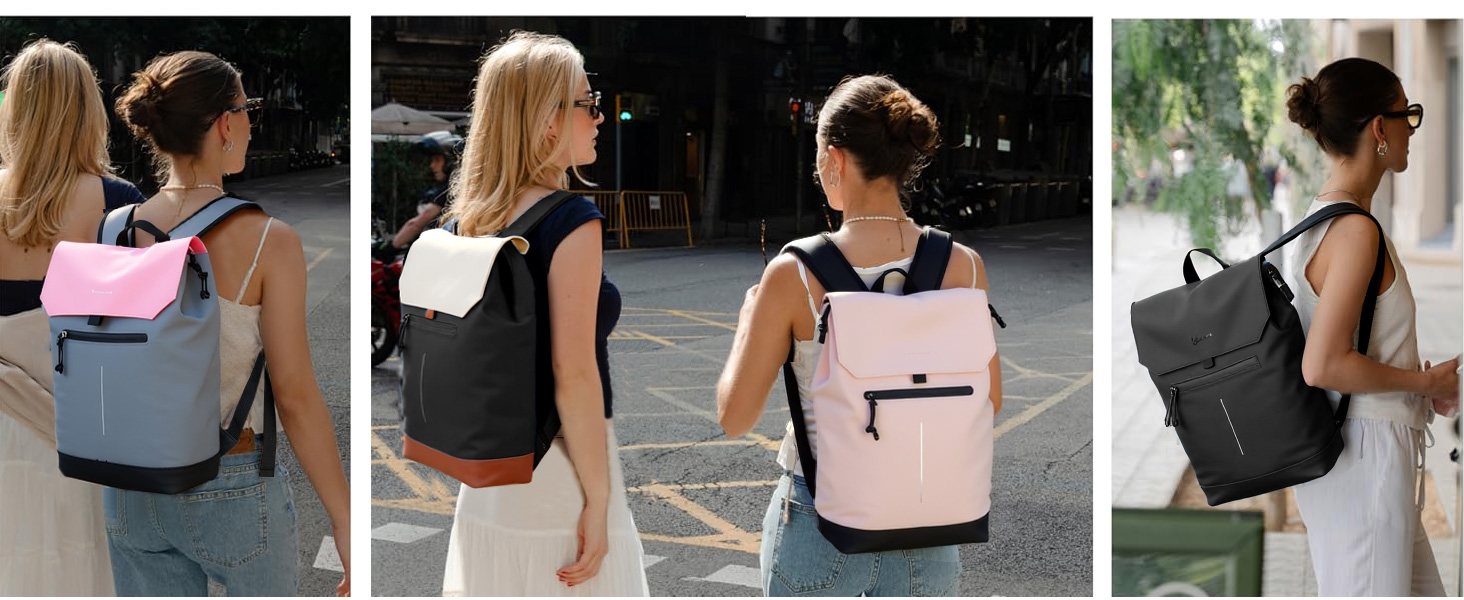 Чоловічий та жіночий рюкзак з матового шкірозамінника з відділенням для ноутбука 15,6