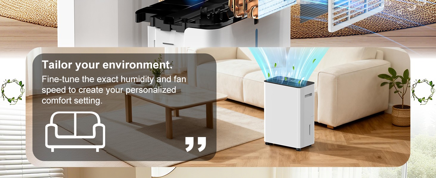 Електричний осушувач повітря з автоматичною та безперервною подачею води (шланг у комплекті), для спалень та підвалів, LED-дисплей, тихий з таймером (12л/день)