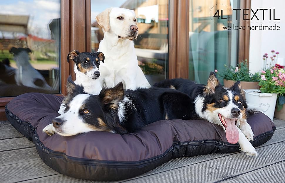 Ліжко для собак середніх порід 4L Textil KLEO, 90x70 см, водонепроникне, знімний чохол, темно-зелене