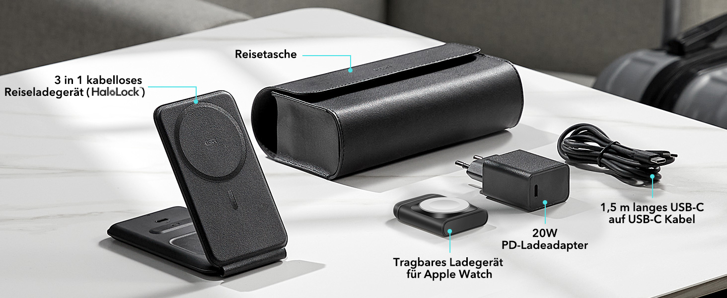 Зарядна станція 3-в-1 ESR для Apple Watch та iPhone з MagSafe, чорна