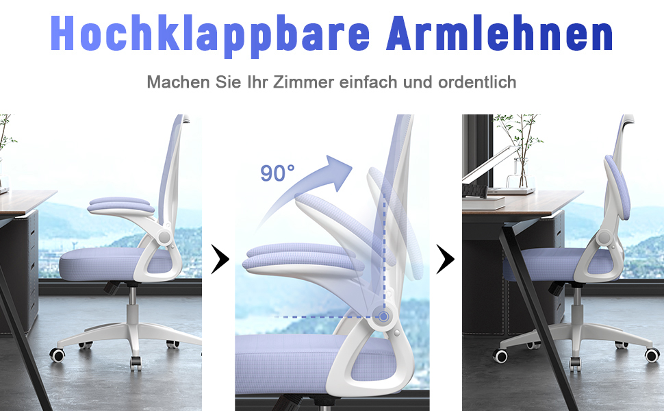 Офісний стіл Naspa Büro з регульованими підлокітниками, ергономічний, з сітчастою спинкою, підтримкою попереку, регульованою висотою та м'яким сидінням, поворотний на 360°, (фіолетовий, без підголівника)