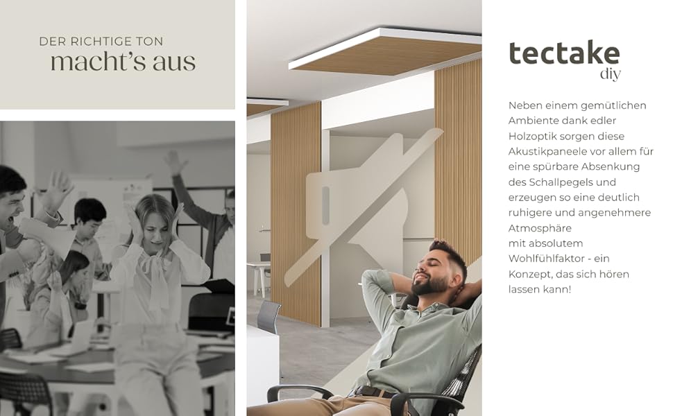 Акустичні панелі tectake® з імітацією дерева, світлий дуб, 2 шт. - для дому, декору стін, звукоізоляції