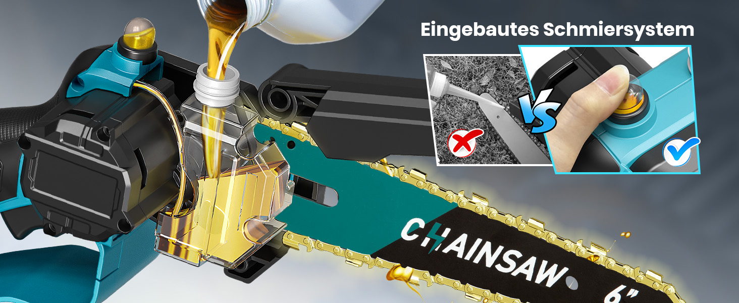 Акумуляторна міні-пила 8000mAh, безщіткова акумуляторна ланцюгова пила 6 дюймів, пила для гілок з автоматичним змащенням, 2 акумулятори 4000mAh, ручна акумуляторна пила сумісна з акумуляторами Makita 18V для різання деревини