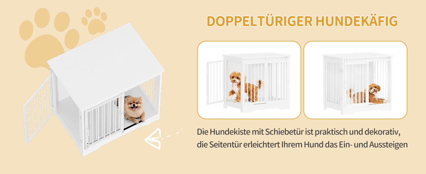 Сучасний вольєр для собак Hzuaneri DFC84301B, 69x49x64.5 см, з 2 дверцятами, для дому