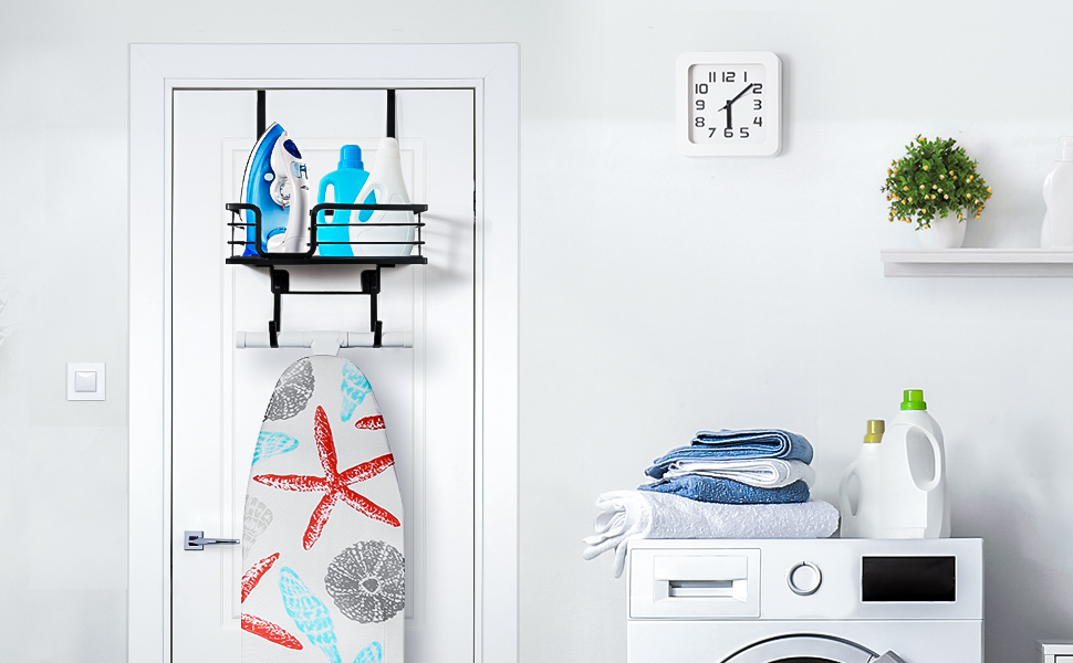 Настінна підставка для праски та гладильної дошки з великим кошиком для зберігання - міцна конструкція для пральні