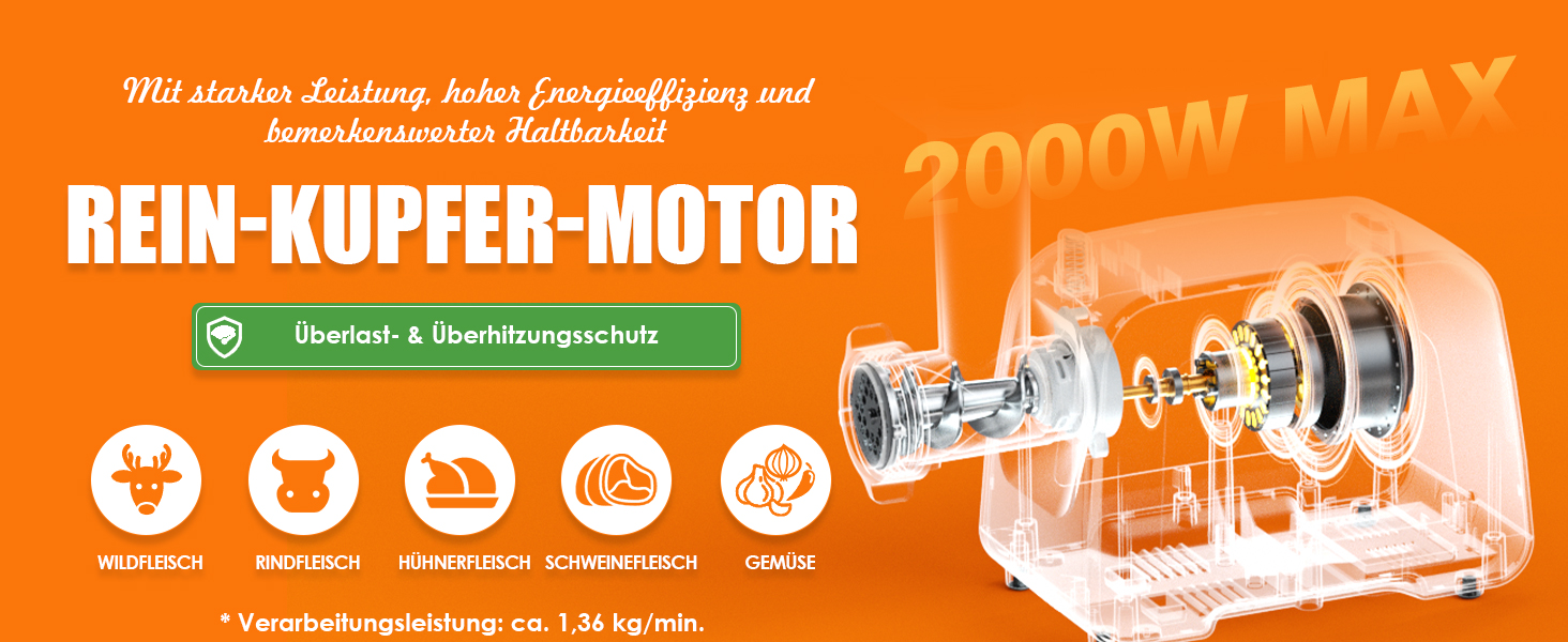 М'ясорубка електрична 2800 Вт нержавіюча сталь з насадками для ковбас та кубебе, для дому Mg090c