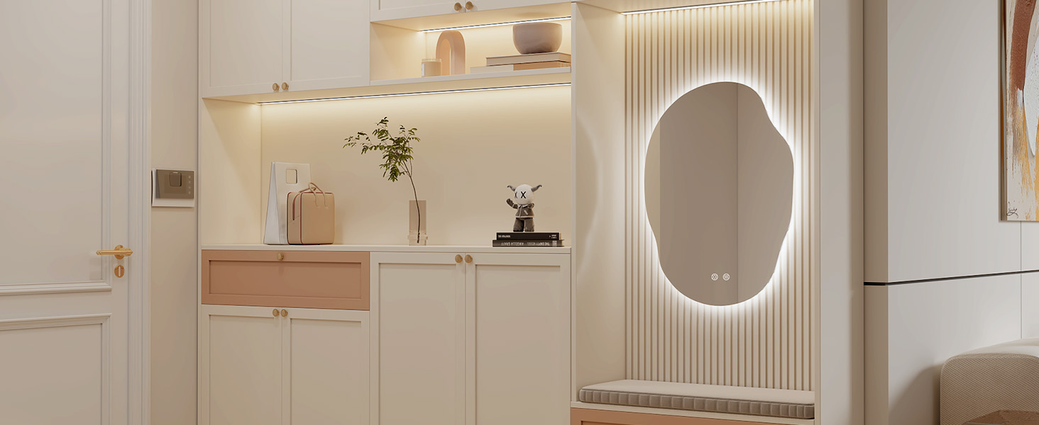 Дзеркало для ванної кімнати з підсвічуванням, арочне, без рами 50x75 см. Touch-панель, регулювання яскравості, 3 кольори світла, запобігання запотіванню