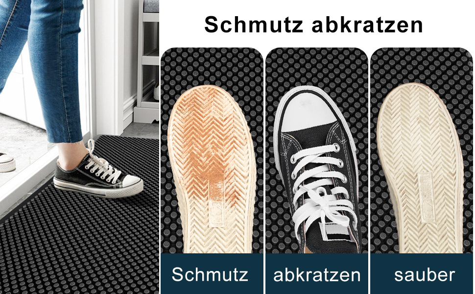 Килимок для дому та вулиці Fowooyeen, силіконовий, 43 x 76 см, чорний, неслизький, миючий