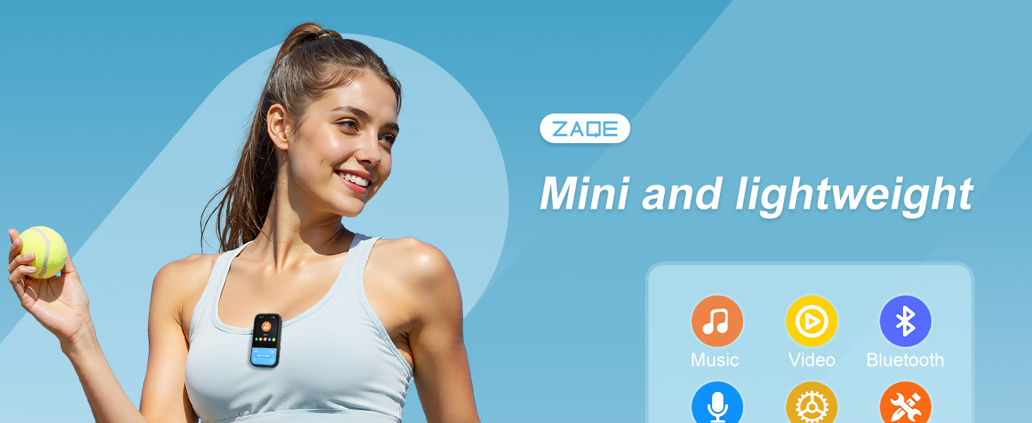 MP3-плеєр ZAQE 80GB Bluetooth WiFi Android Spotify MP4 для дітей (Blue)