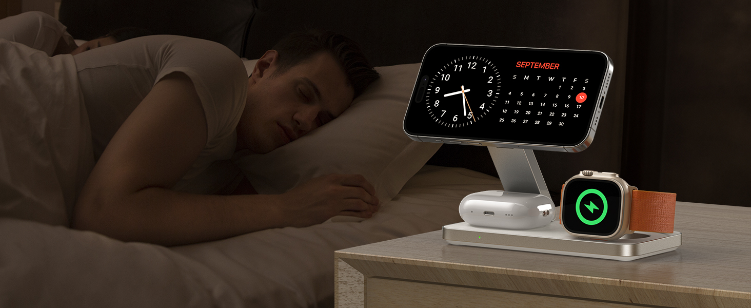 Бездротовий зарядний пристрій 3-в-1 MagSafe для iPhone, Apple Watch та AirPods Pro (Чорний)