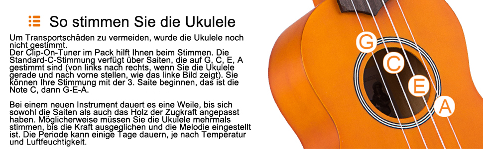 Укулеле Everjoys Sopran 21 дюйм: Комплект для початківців з чохлом, тюнером, нотами та плектром