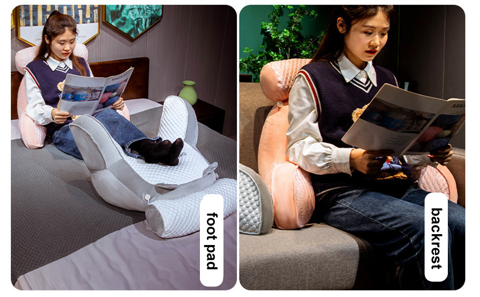 Підголовник для ліжка та дивана LANPEW з підлокітниками. Ергономічне крісло для читання для дорослих. Дихаюче крісло для читання з знімним чохлом. Для читання, роботи. (Наповнювач з бобів, сірий, 80 * 60 см)