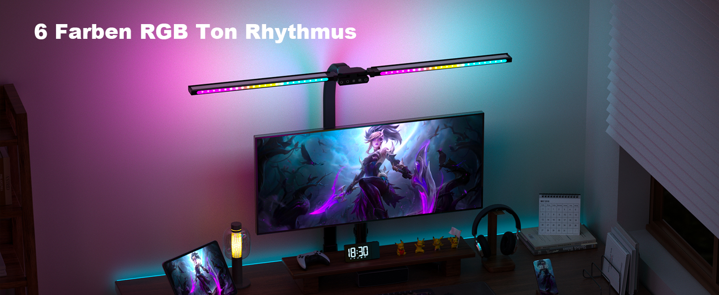 SIBRILLE Dual-Head LED Desk Lamp - Dimmable, Adjustable, RGB, Eye Protection for Office & Home