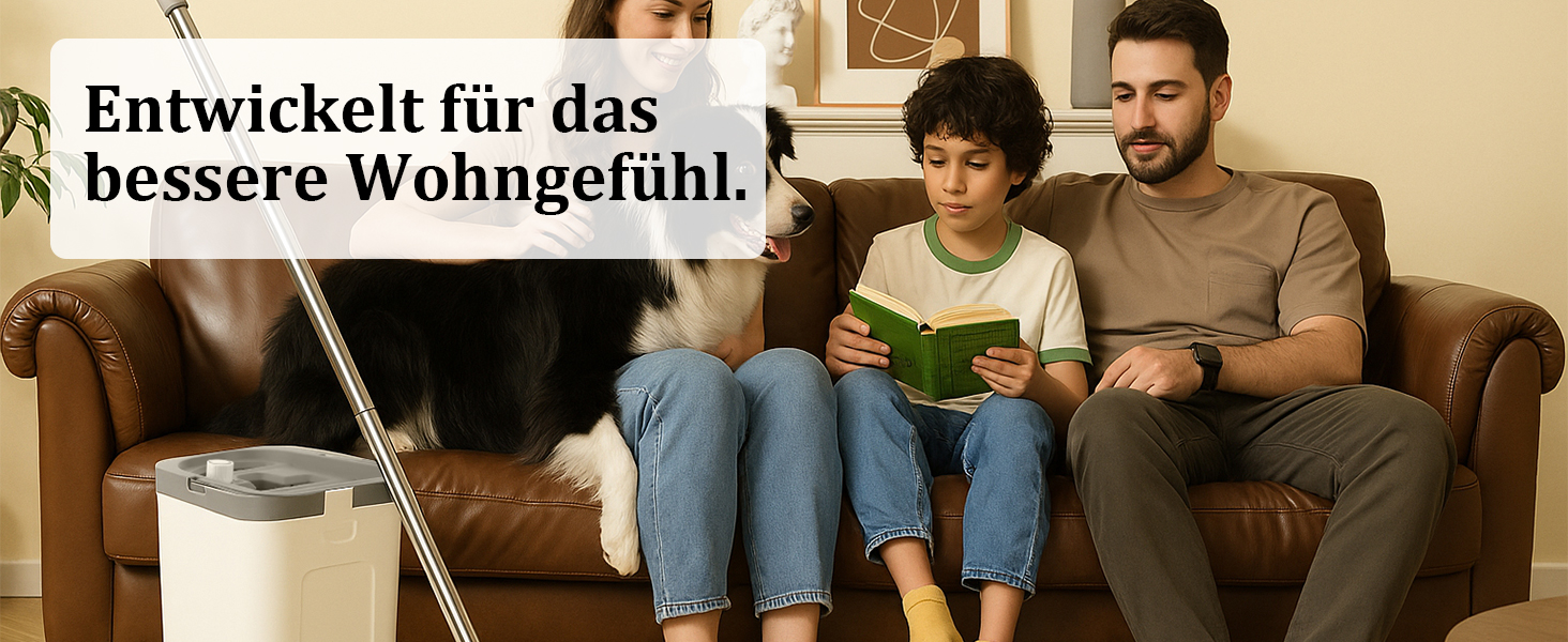 Набір для миття підлоги Allyson® Wischmopp Set: відро, 5 мопів, видалення волосся, віджим, для квартири, плитки та дерева