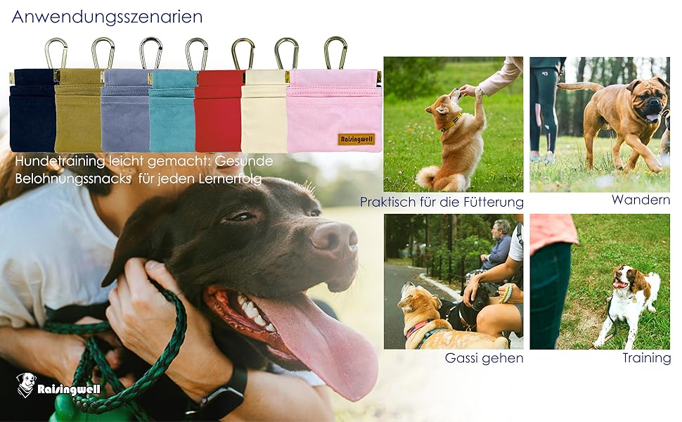 Сумка для корму для собак LeckerLibeutel: міцна бавовна, карабін, самозакривна блискавка, для прогулянок та подорожей (колір: коричневий)