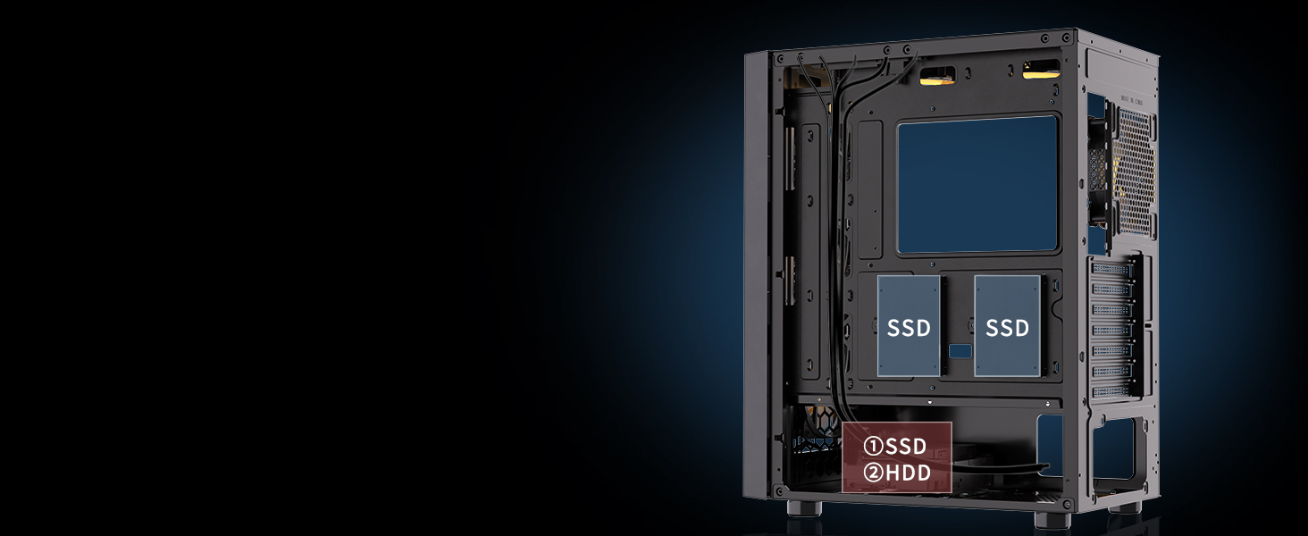 Корпус ПК MUSETEX G07 ATX з 6 вентиляторами ARGB, USB 3.0, чорний, Mid Tower для геймінгу