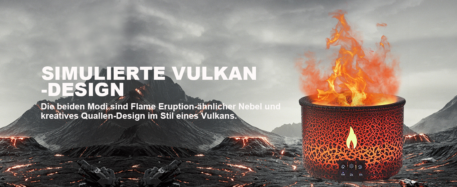 Аромадифузор Vulkan з підсвічуванням: зволожувач повітря, 300 мл, 2 режими, керування від пульта, холодний пар, для дому, фітнесу, білий