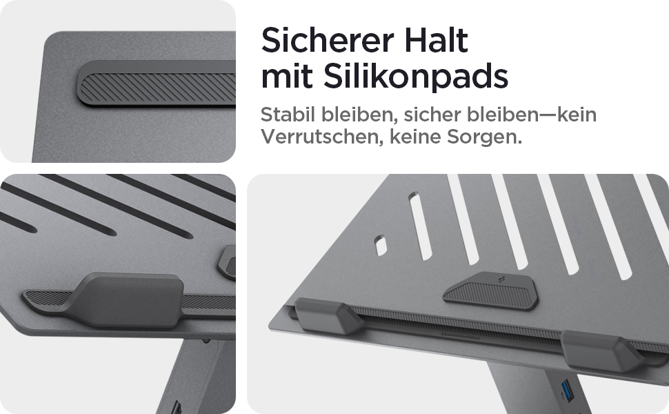 Підставка для ноутбука Spigen ArcDock 6-в-1 з док-станцією (Space Grey) - USB-C, HDMI 4K, для MacBook, iPad, Notebooks до 15.6