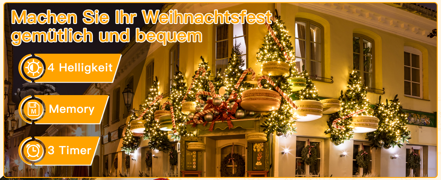 Ланцюжок прикрас Ollny з 200 LED, 60м, з пультом та таймером, IP44, тепле світло. Підходить для декору ялинки, вечірки, весілля, святкування.