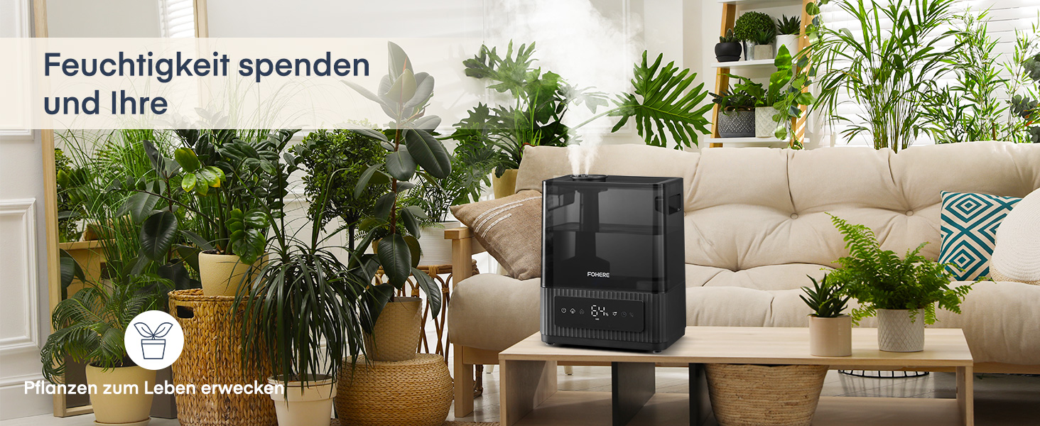 Зволожувач повітря FOHERE для спальні, 6 л, тихий, з теплим/холодним туманом, 60 годин роботи, дифузор для ефірних олій, режим сну, таймер 12 годин, нічник для дому, дитячої кімнати, рослин, немовлят та дітей