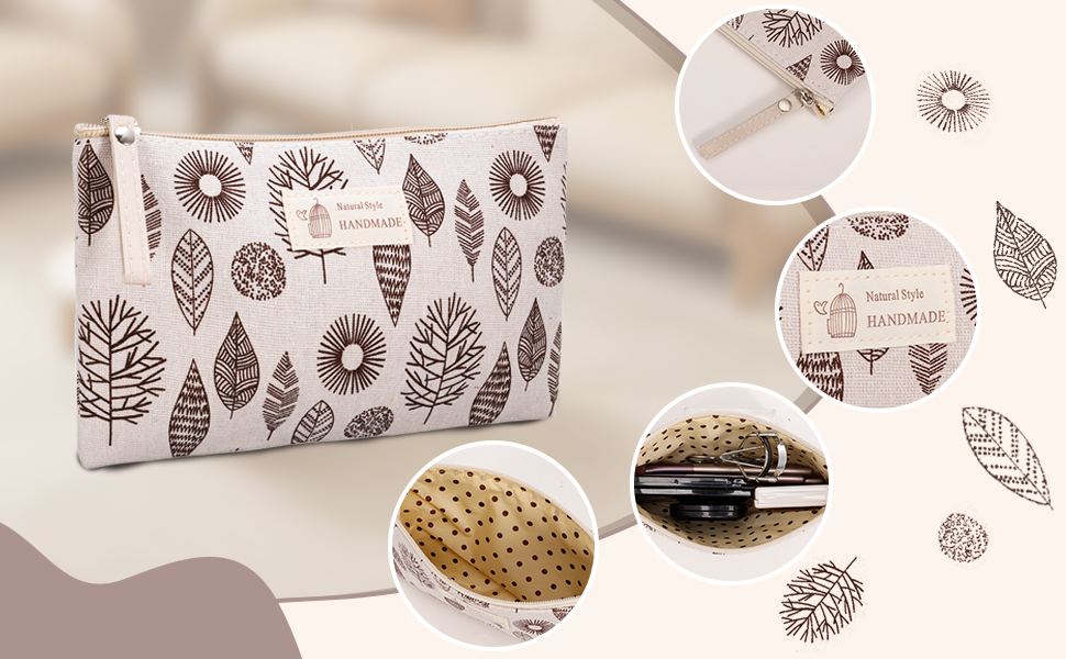 3 косметичні сумки з канвасу, органайзери для макіяжу, дорожні косметички для жінок, набір 3 шт. (Натуральний стиль)
