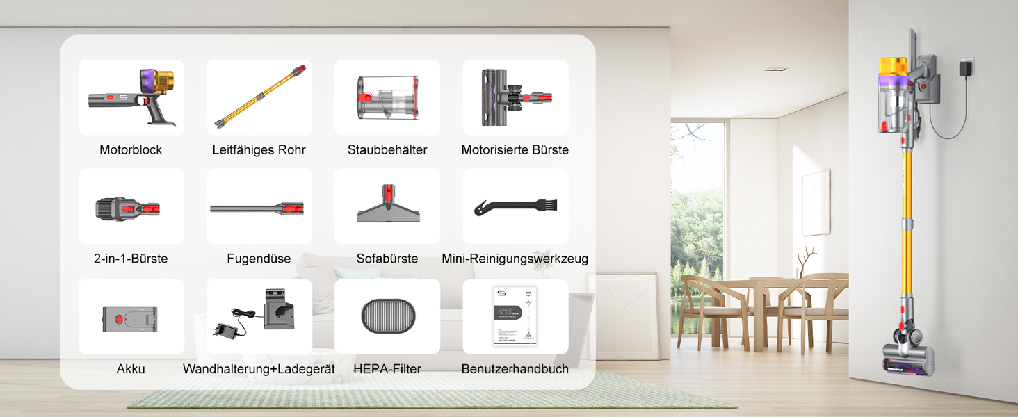 Бездротовий пилосос Vistefly V15 Ultra з акумулятором, 58000Pa, 600W, 70 хвилин роботи, подвійний дисплей, контейнер для пилу, дизайн, для твердих поверхонь, килимів, шерсті тварин