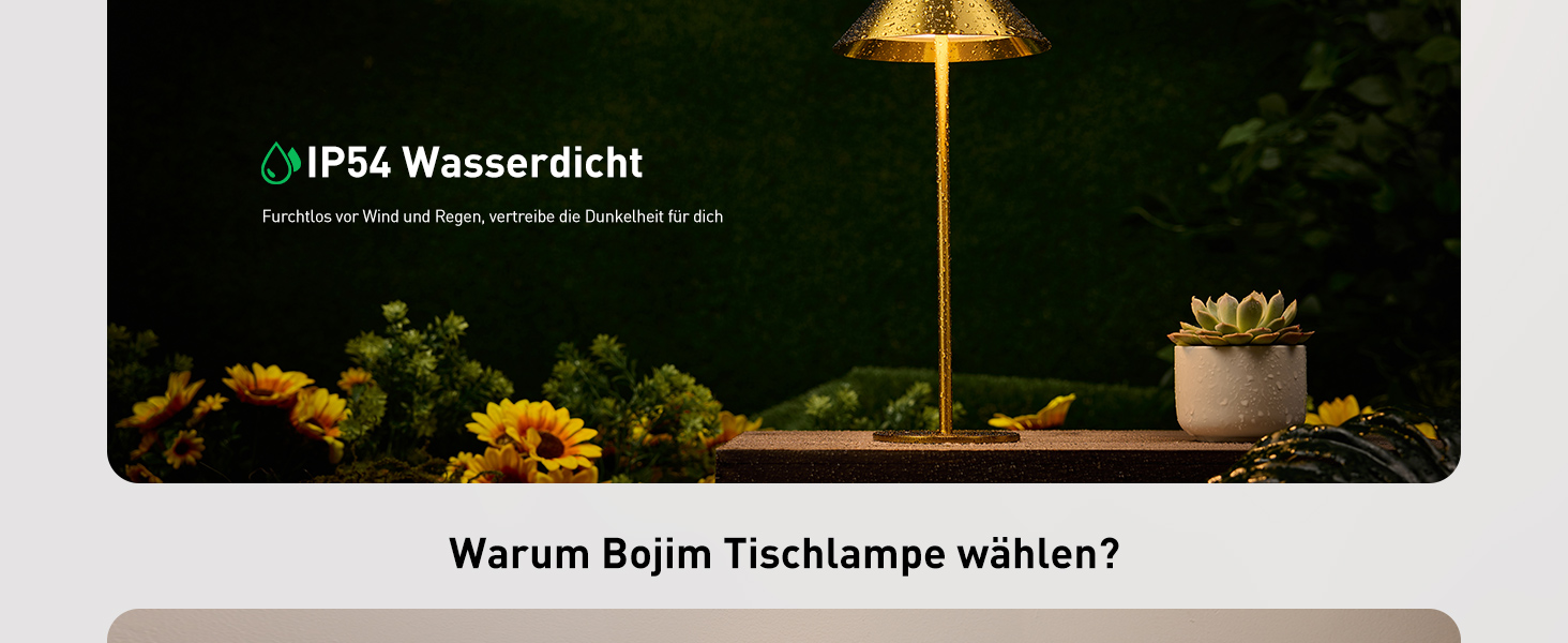 LED-лампа настільна бездротова золота, 2 шт. - акумулятор, USB, сенсорне керування, IP54, для дому та вулиці