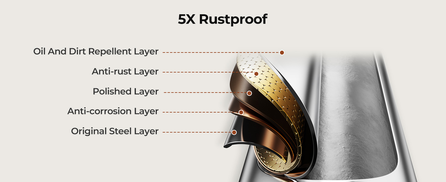 Полка для душу Orimade без свердління з 5 гачками, 2 шт. з нержавіючої сталі, срібло