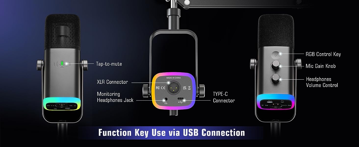 Мікрофон FIFINE XLR для стрімінгу, подкастів та запису звуку. USB динамічний мікрофон з кріпленням для PS4/5, Mac, Mixer, Sound Card. Чорний