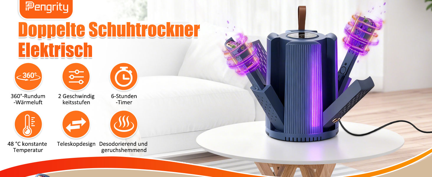 Електричний сушильник для взуття та рукавичок, телескопічний, з таймером, блакитний