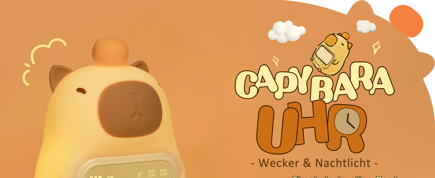 Capybara Alarm Clock with Night Light for Kids, 7 RGB Colors Cute Alarm Clock for Bedrooms, Ok to Wake Alarm Clock, Silicone Animal Table Lamp for Teenagers, Girls and Boys