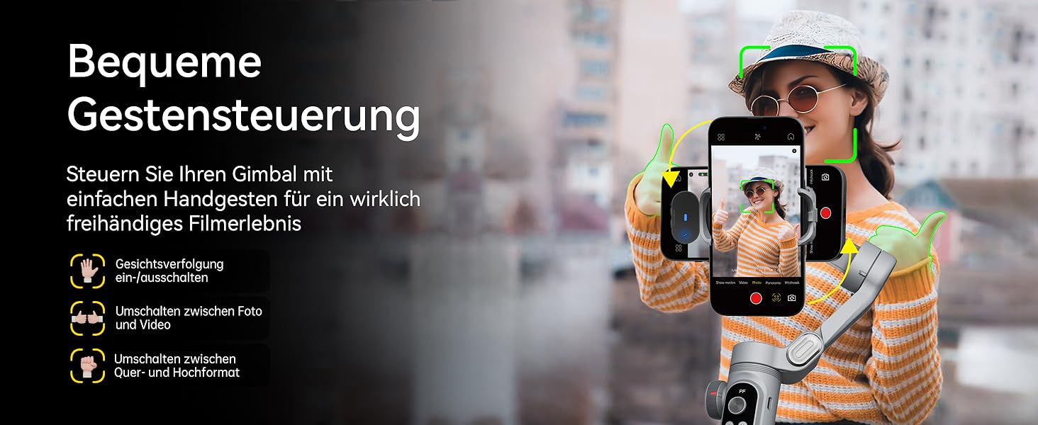 Стабілізатор для смартфона AOCHUAN 3-осьовий з RGB-підсвічуванням, для iPhone/Android, з функцією відстеження обличчя, сірий (Smart X Pro AI)