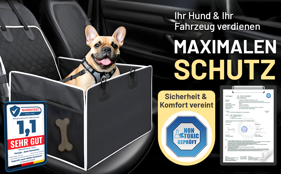 Автомобільний лежак для собак: безпечний, водовідштовхувальний, з посиленими стінками, сертифікований TÜV