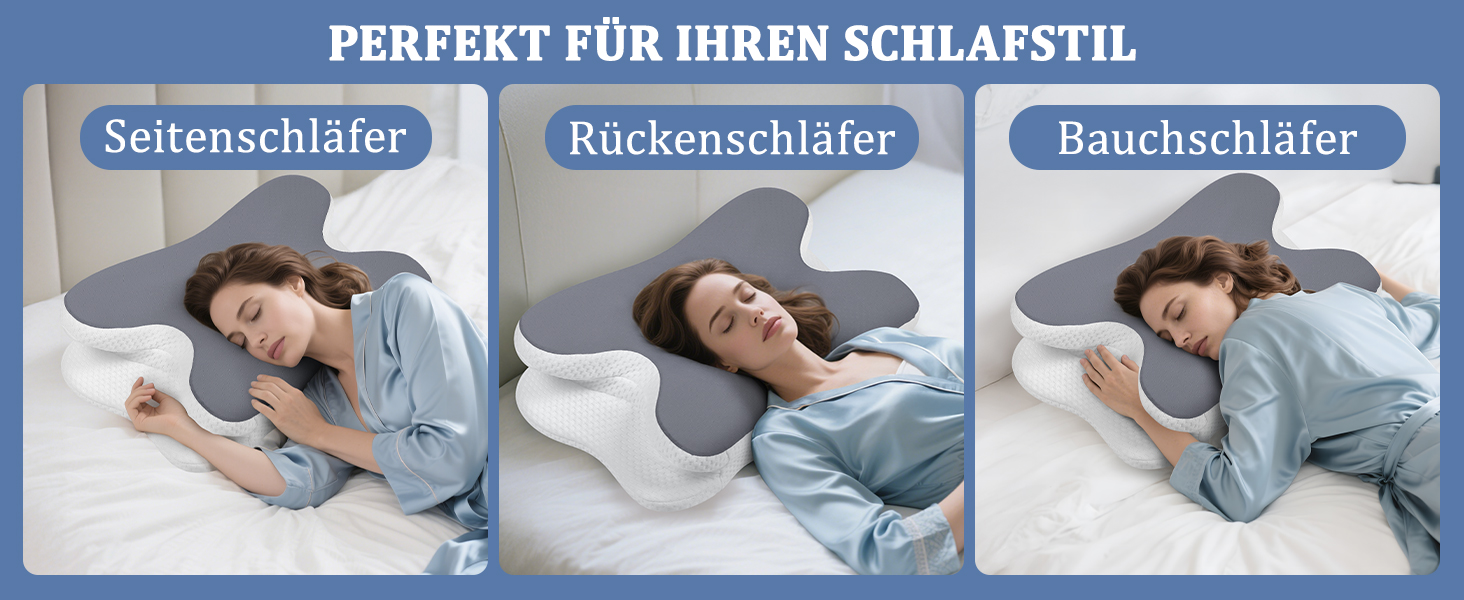 Ортопедична подушка для сну з Memory Foam - для шиї, спини та сну на боці. Подушка з ефектним покриттям з льонової тканини (темно-сіра)