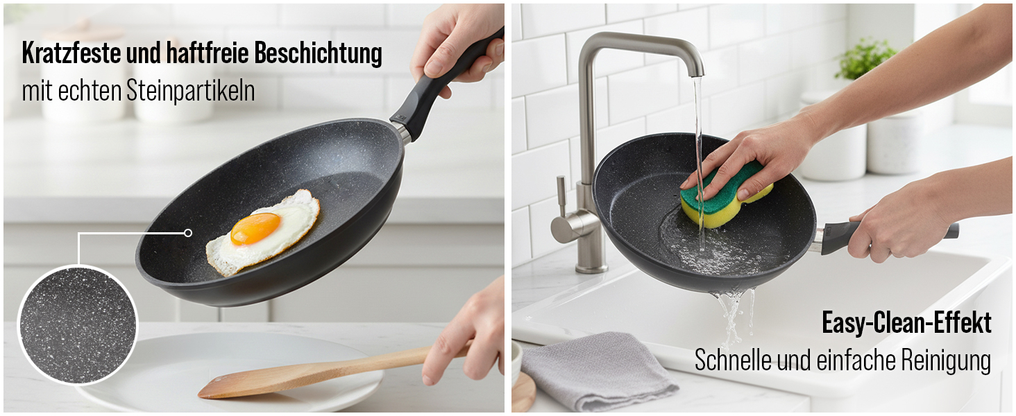 Сковорода STONELINE 16 см з антипригарним покриттям (камінь), для індукційних плит, сіра