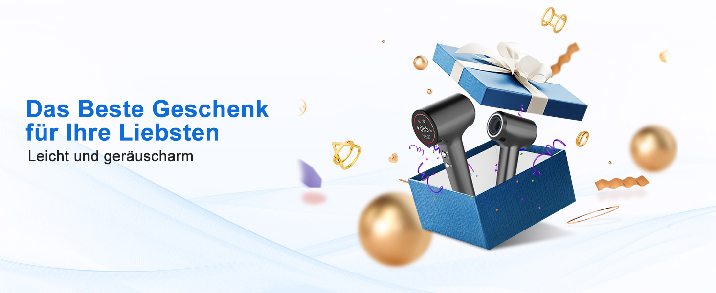 Фен для волосся з плазмою та безщітковим мотором 110 000 об/хв – швидке сушіння, тиха робота, з магнітною насадкою, для дому та подорожей (темно-сірий)