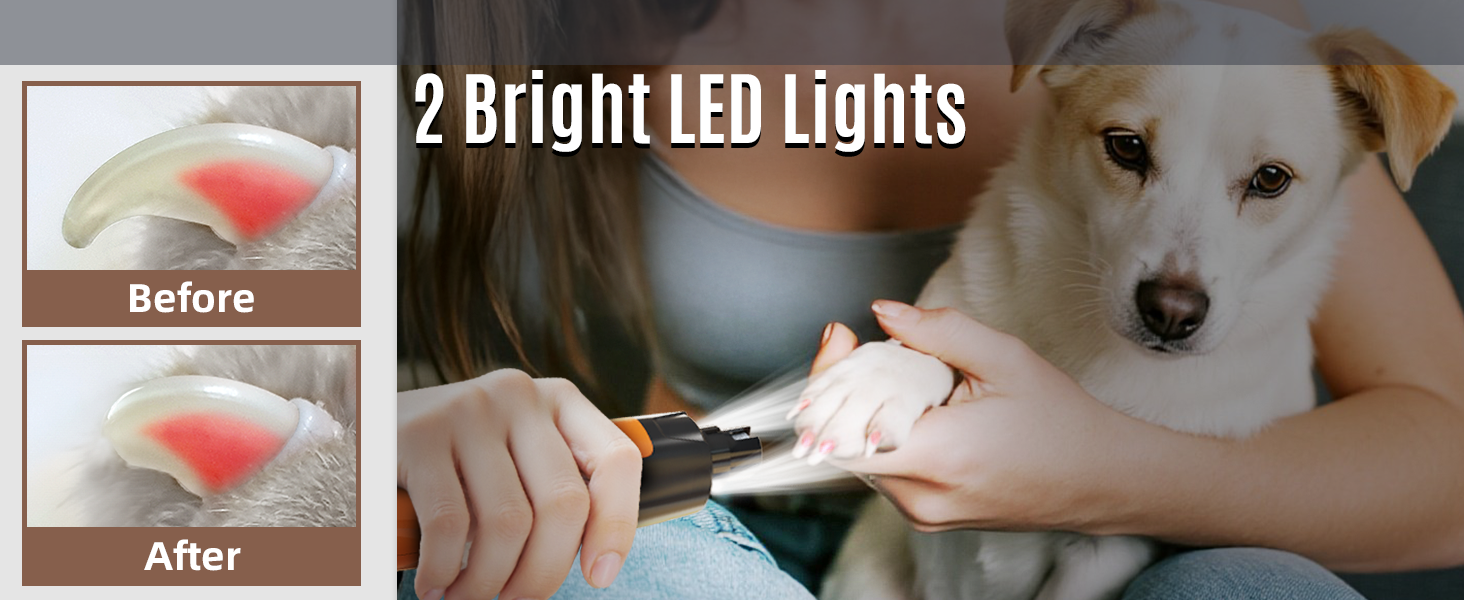 Електричний шліфувальник для собак та котів Casfuy Neue 6-Gang – тиха робота, 7 годин, 2 LED, для собак великих, середніх та малих порід