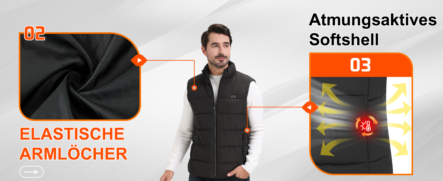 Обогріваючий жилет для чоловіків Daen з акумулятором 20000 mAh та 15 зонами обігріву. Жилет для катання на лижах та полювання (L, Чорний)