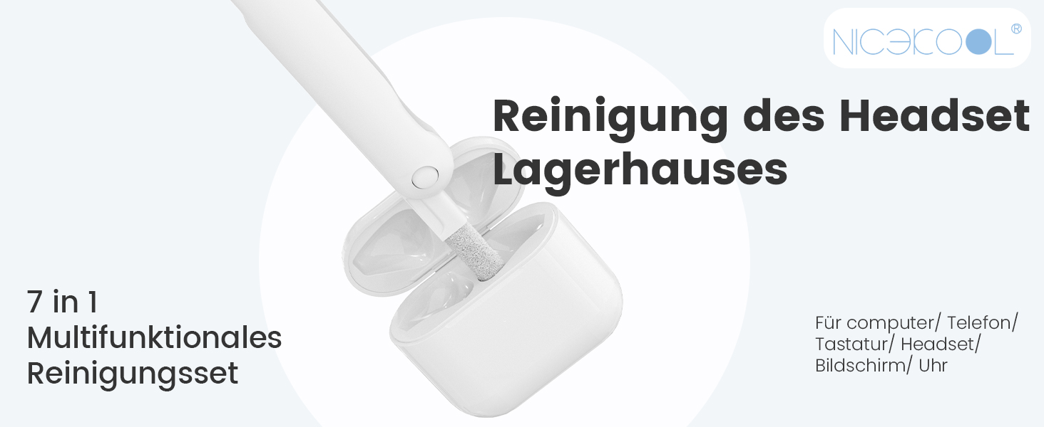 Набір для чищення клавіатури та навушників: щітка, стилус, 7 в 1. Підходить для AirPods, ноутбуків, телефонів, моніторів.