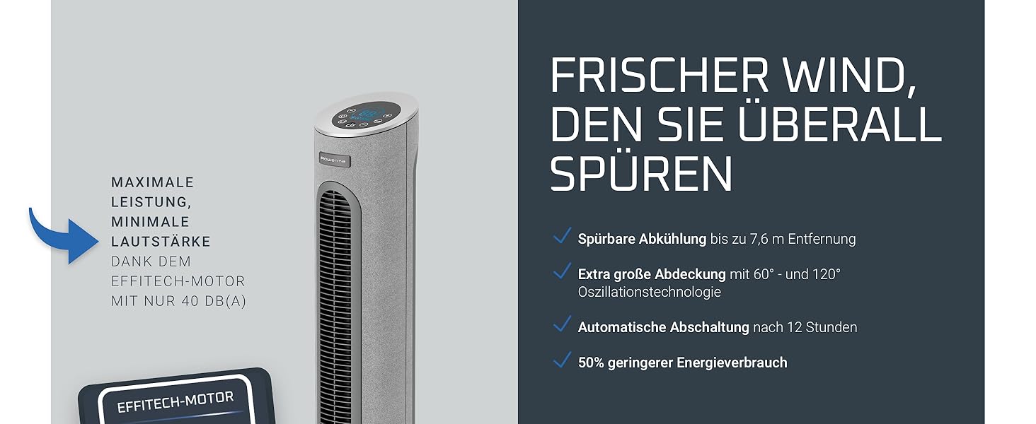 Вентилятор Rowenta Eole Infinite VU6620: тихий, потужний, з таймером та горизонтальною осциляцією | Чорний