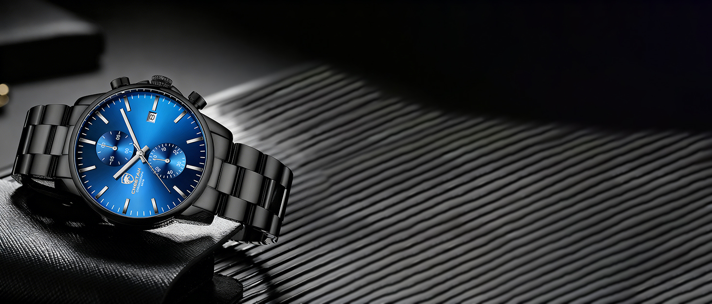 Чоловічий годинник-хронограф з нержавіючої сталі та металу, водонепроникний, з авто-датою та кольоровими стрілками (сірий)